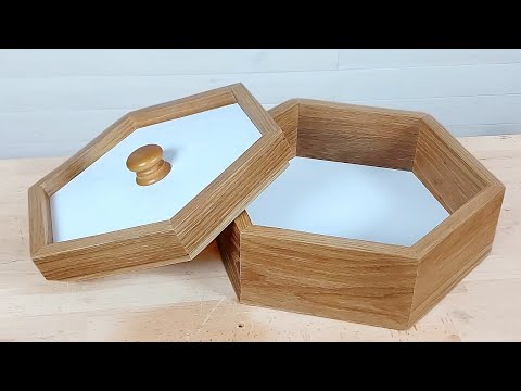 Caja costurero hexagonal de madera con aires de estilo japonés