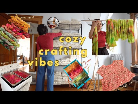 𖡼 hand-dyeing the spring yarn collection ⚘ cozy crafting vlog, crocheting my fav raglan cardigan
