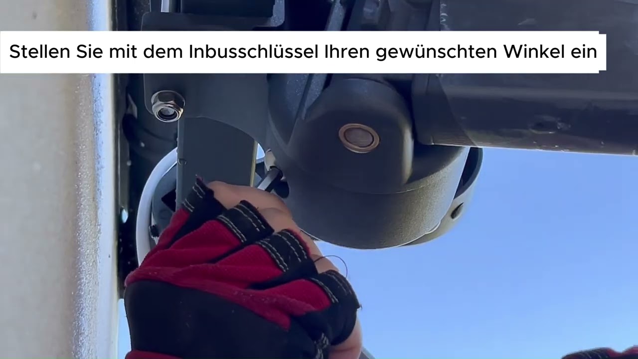 Offene Markise Neigungswinkel einstellen