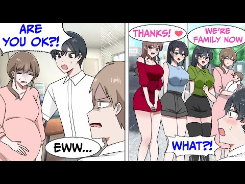 I Help A Pregnant Woman & Her 3 Beautiful Daughters Welcome Me Into The Family (RomCom Manga Dub)