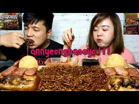 Japaghetti x Kimchi Fried Rice x Braised Pork Belly x  Prem x Nori x Kimchi Mukbang