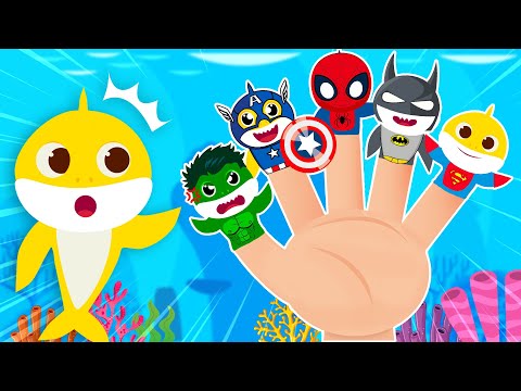 Superheroes Shark Finger Family | Baby Shark Adventures for Kids by Bubbles