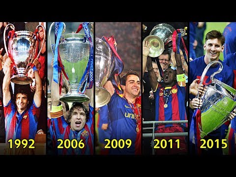كل بطولات برشلونة الـ 5 في دوري أبطال أوروبا - 1992/2015 🔥