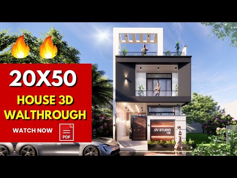 20x50 House plans 3D | 3bhk | DOUBLE HEIGHT LIVING AREA | 6x15 Meters || DV Studio