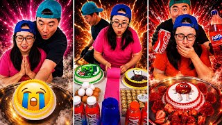 Emoji cake vs M&M's cake ice cream challenge!🍨