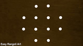 Beautiful Easy Rangoli 4X2 dots | easy rangoli designs | daily rangoli designs | Easy Rangoli Art