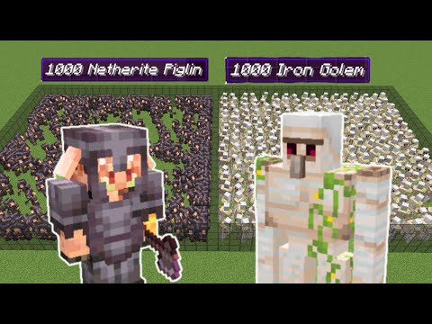 1000 iron golems vs 1000 netherite piglin brute | Minecraft Mob Battle