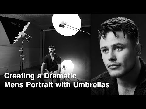 Create a Dramatic Mens Portrait using Umbrellas