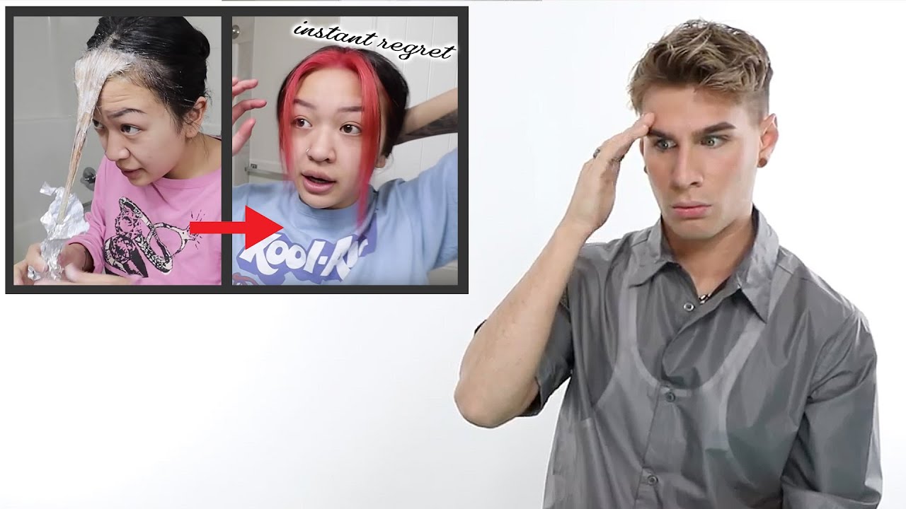 Hairdresser reacts to e-girl hair color transformations
