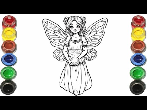 Cute Fairy Girl Drawing for kids, Painting & Coloring for kids, Toddlers | Let's Draw Together