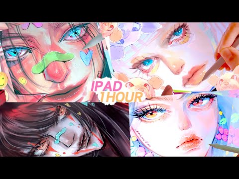 ✍🏻 "1 HOUR"  SATISFIED IPAD DRAWING SOUND - ASMR - ✍🏻