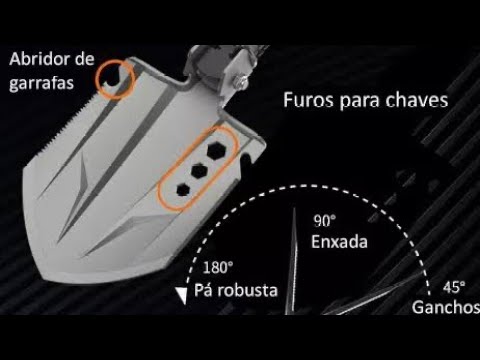 Pá tática indispensável em sua vida missão aventura 7 em 1
