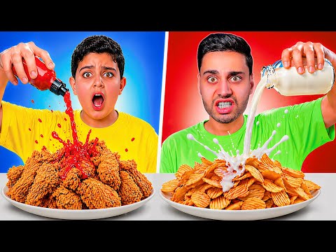 تحدي ( لو خيروك ) بالأكل 🔥 اندومي وعسل | بطاطا نية !؟