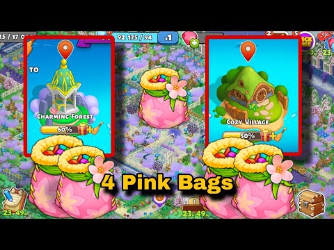 4 Pink Bags on Charming Forest, Cozy Village, The Great Dungeon | Family Island | Oct 2024