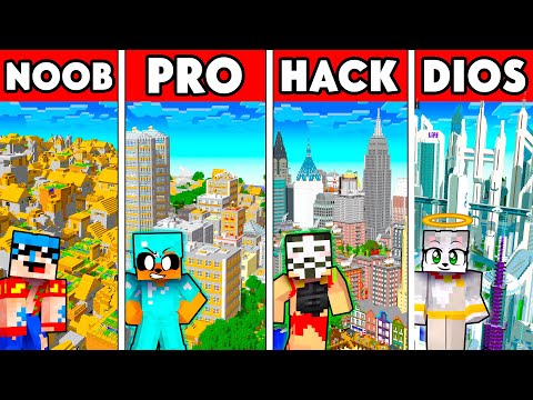 Hago TRAMPAS con HACKS en una BATALLA de CONSTRUCCIÓN de MINECRAFT 😂 NOOB vs PRO vs HACKER vs DIOS