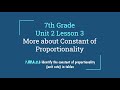 Understanding the Constant of Proportionality