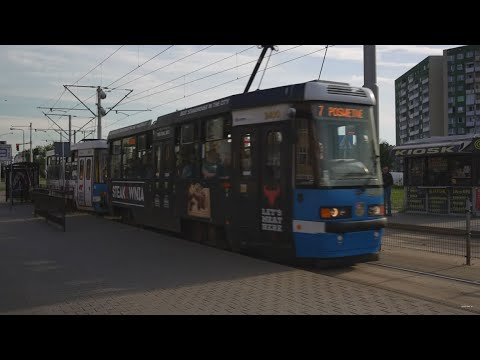 Poland, Wrocław, tram 7 ride from Broniewskiego to Poświętne