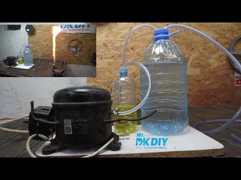 GAS for Free (Free LPG Gas ) DIY Gas Production Using Water, Gasoline and an Old Fridge Compressor