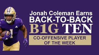 Jonah Coleman Ties Huskies Record with 5 TDs | Back-to-Back Big Ten Offensive Player of the Week