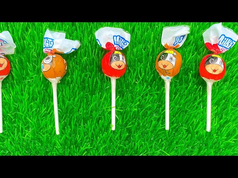 Satisfing Video ASMR unboxing Giant rainbow Lollipop Candy With Yummy Sweets Cutting