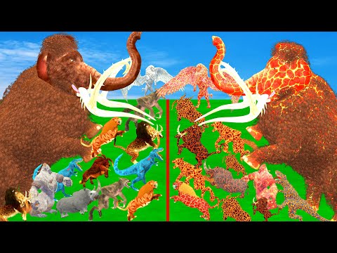 Animal Epic Battle - Prehistoric Mammals VS  Lava Mammals | Animal Revolt Battle Simulator