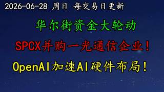 美股 华尔街资金大轮动！SPCX并购一光通信企业！OpenAI加速AI硬件布局！NVDA走势疲软！LLY、MSFT、PLTR、HOOD、COIN、NFLX、TSLA、AMD、TSM、ASML、SMCI