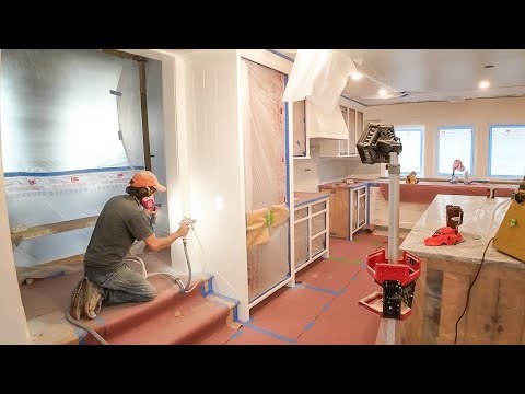 Spraying the Trim and Cabinets | Home Renovation & Addition Part 88