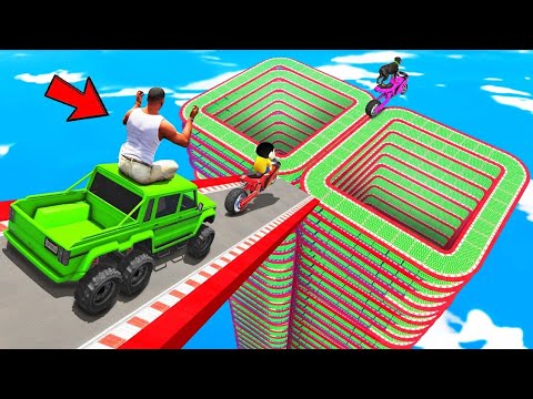 Franklin Shinchan Tried Impossible Bike Parkour Ramp Challenge | Gta V Bangla Gameplay