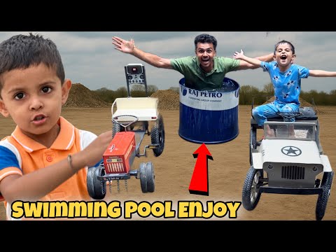 New Tractor Trolly Banani Start Kar Di😍 Vihu Playing in Swimming Pooll with Swaraj & Willy Jeep