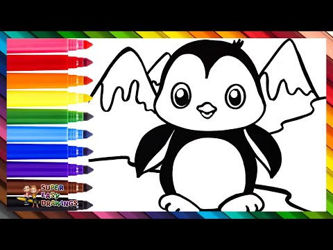 How to Draw a Penguin 🐧🗻 Draw and Color a Cute Penguin ❄️🗻🧊🌈 Drawings for Kids