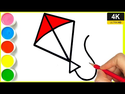 How to draw a kite 🪁 || Easy step by step flying kite drawing  || kite drawing with colour By Arya.