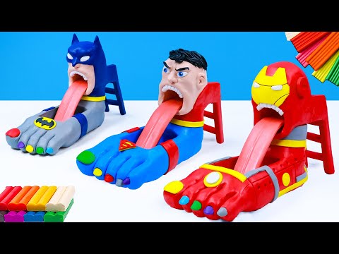 How to make robot Slide mix Foot mod superhero Ironman, Superman, Batman and Spider-man with Clay