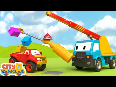 Construction Vehicles Assemble helicopter- -police car;  Bulldozer, crane truck for kids.