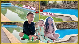 MALINIS NA ANG SWIMMING POOL! ANG SARAP LANGUYAN! MAGKABIT TAYO NG KURTINA! ❤️ | rhazevlogs