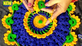 new design flower 🌻 thalposh in Hindi #crochet thalposh #woolen rumal design crosia design thalposh