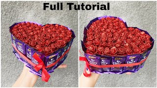 Chocolate Hamper Tutorial|| Heart shape Dairy milk Chocolate Hamper with Flowers||Dairy Milk Hamper