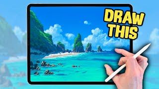 PROCREATE Landscape Drawing Tutorial - Sea Islands