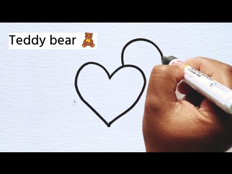 How to draw a cute teddy bear | Easy teddybear drawing | Teddy bear with heart step bystep