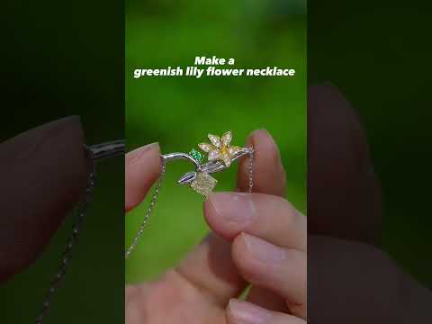 Make a greenish lily flower necklace  #jewelry #necklace #jewelrymaking