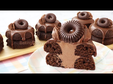 These mini CHOCOLATE CAKES will impress everyone: Chocolate Donut Cakes