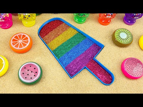 Satisfying Video l DIY How to Make Rainbow Slime Ice Cream Tub from Glitter