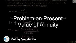 Problem on Present Value of Annuity