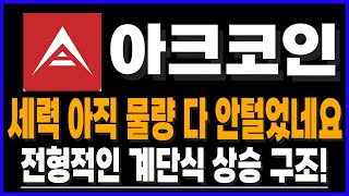 [아크코인] 세력 아직 물량 다 안털었네요 전형적인 계단식 상승 구조!
