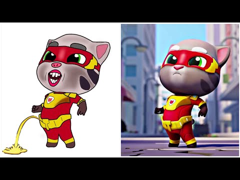 Talking Tom Hero Dash Funny Drawing Meme 😂 | Raccoon Invasion| Talking Tom Shorts Funny Cartoon Meme