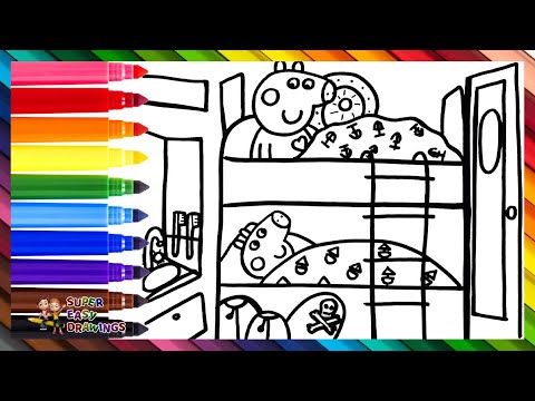 Draw and Color Peppa Pig and George Pig on a Cruise ship 🐷🚢⚓🌊🌈 Drawings for Kids