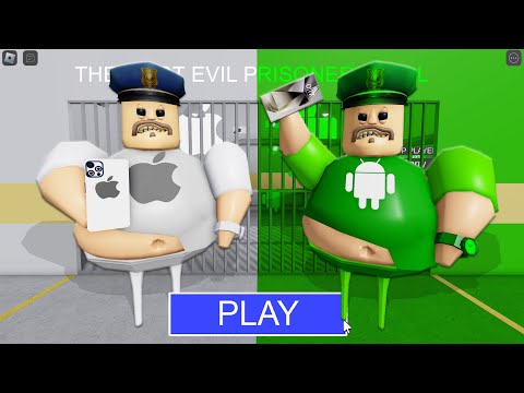 IPHONE BARRY Vs ANDROID BARRY in BARRY'S PRISON RUN! New Scary Obby (#Roblox)