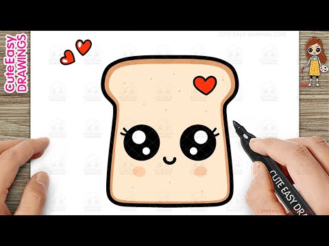 How to draw a cute Bread Easy Step-By-Step Drawing and Coloring for Kids and Toddlers