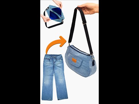 How to Sew DIY Shoulder Bag from Old Jeans easily Miarti👜✂️