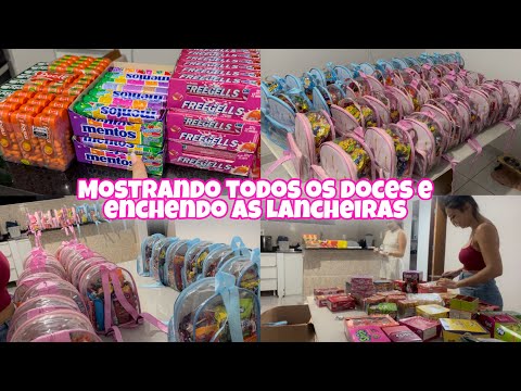 MOSTRANDO E ENCHENDO OS DOCES DA LANCHEIRA DAS CRIANÇAS