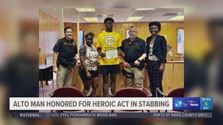 Alto man honored for heroic actions at gas station stabbing